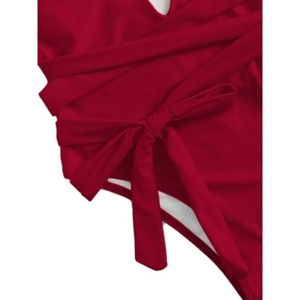 Sexy Tie Criss Cross Plunge One Piece High Cut Brazilian Swimsuit 3XL - Picture 5 of 5